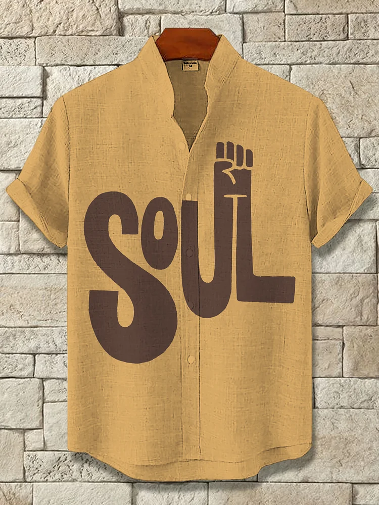 Men's Black Soul Print Casual Shirt