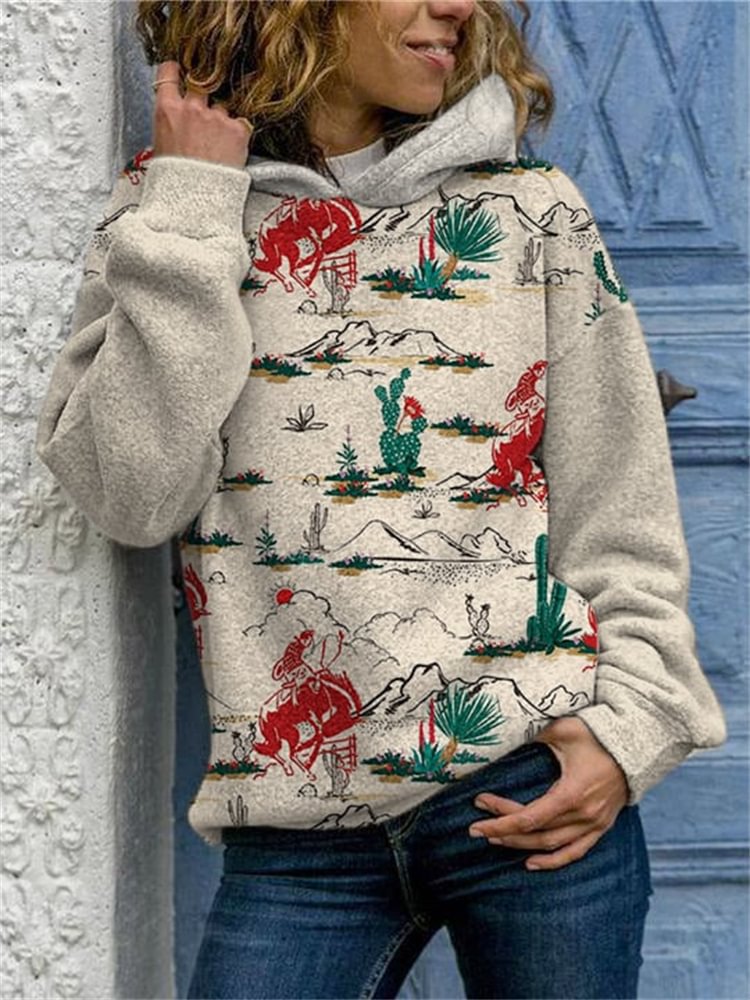 Western Cowboy Desert Elemental Print Hoodie