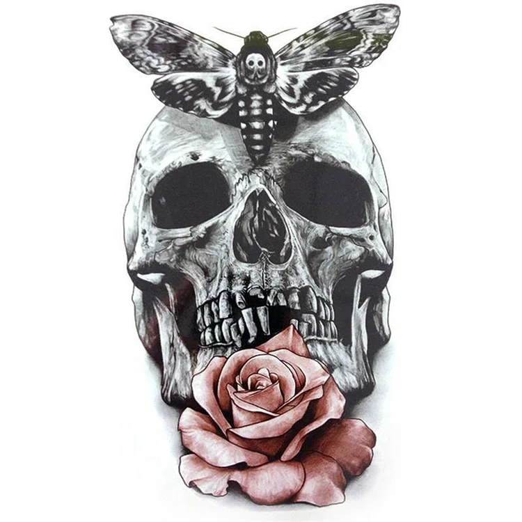 Hislaves Fashion Skull Flower Bee Waterproof Tattoo Sticker Temporary Body Art Decal_ ecoleips_old