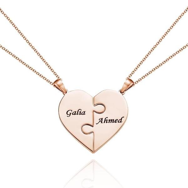 Custom Engraved Necklace Heart Shaped Puzzle Number of Options Creative Gift