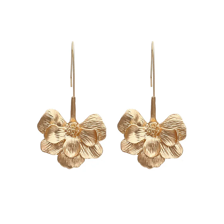 Women's Vintage Golden Flower Earhook Earrings