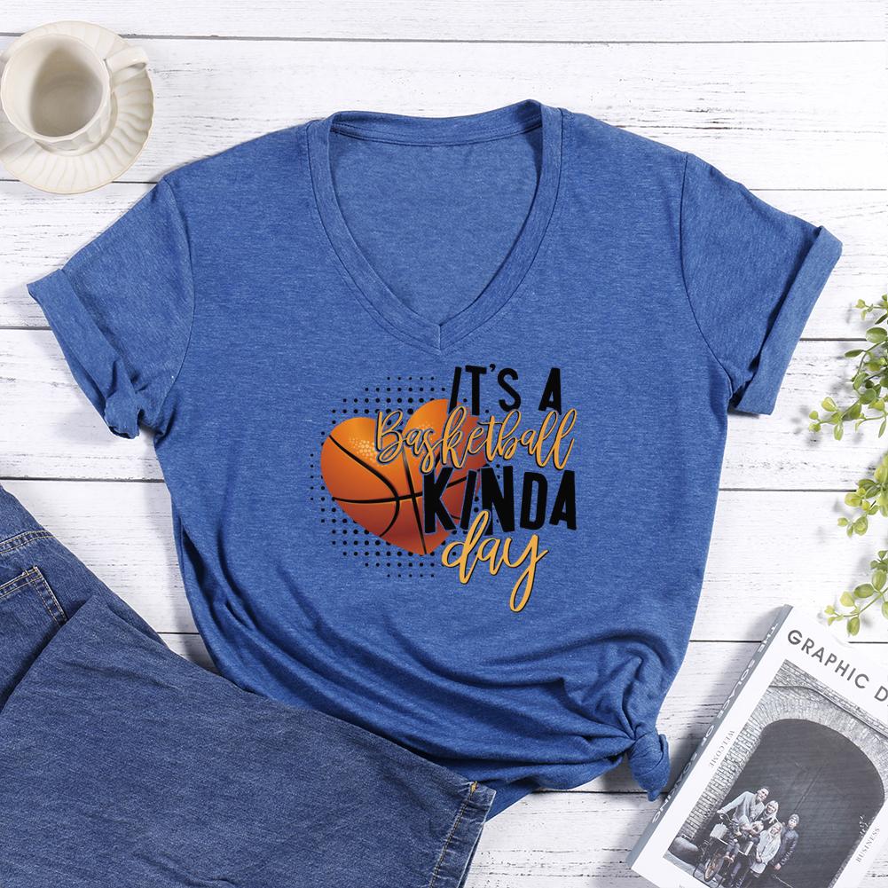 It's a Basketball kinda day V-neck T Shirt-Guru-buzz