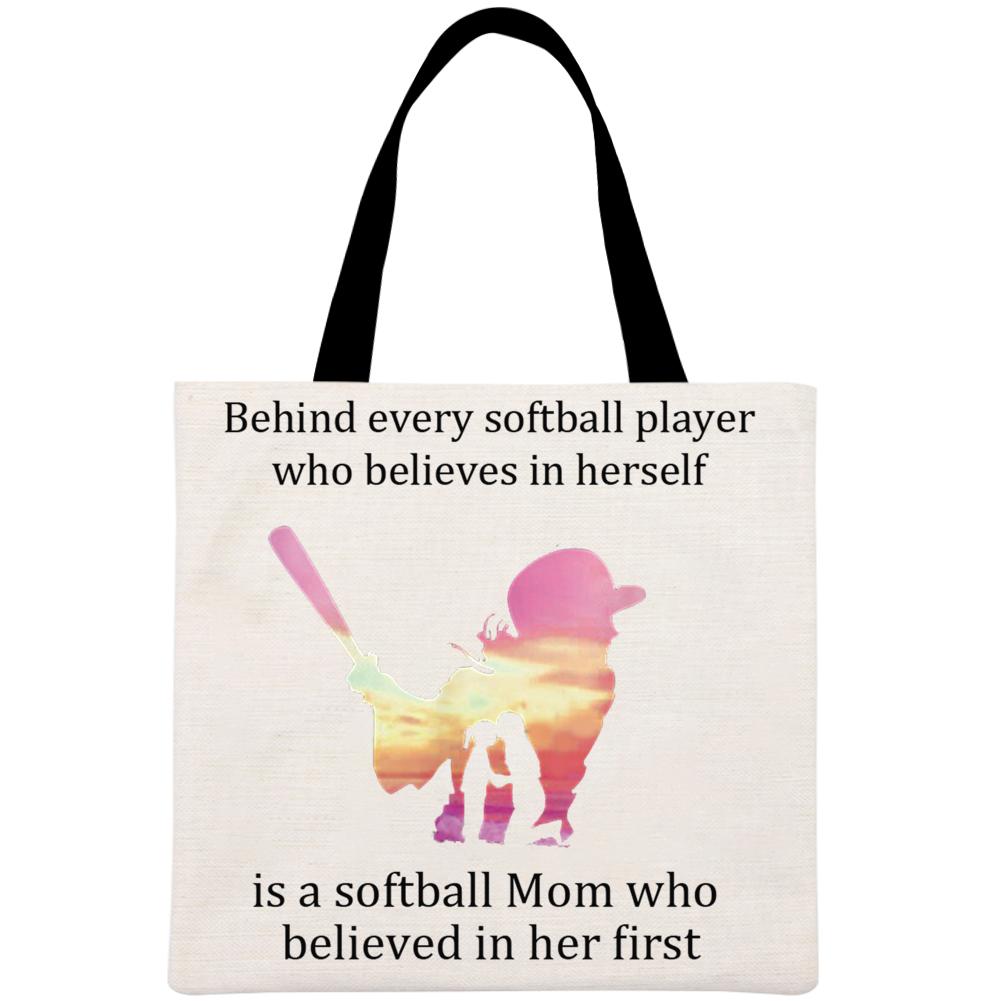 Behind every softball player Printed Linen Bag-Guru-buzz
