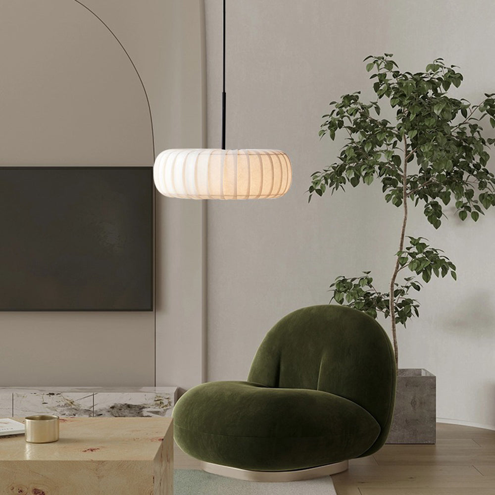 Modern Fabric Drum Pendant Hanging Light