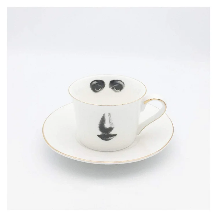 Cup And Saucer Set Eye And Nose Coffee Cup And Saucer Set - Appledas