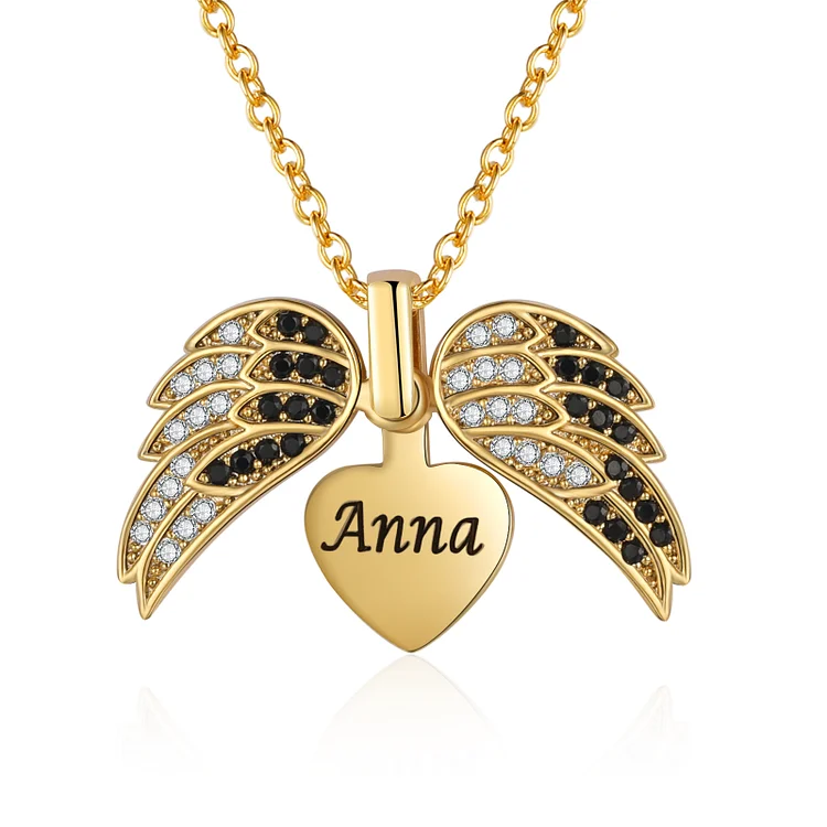 Guardian Angel Wings Necklace Personalized with Name Angel Locket Heart Necklace