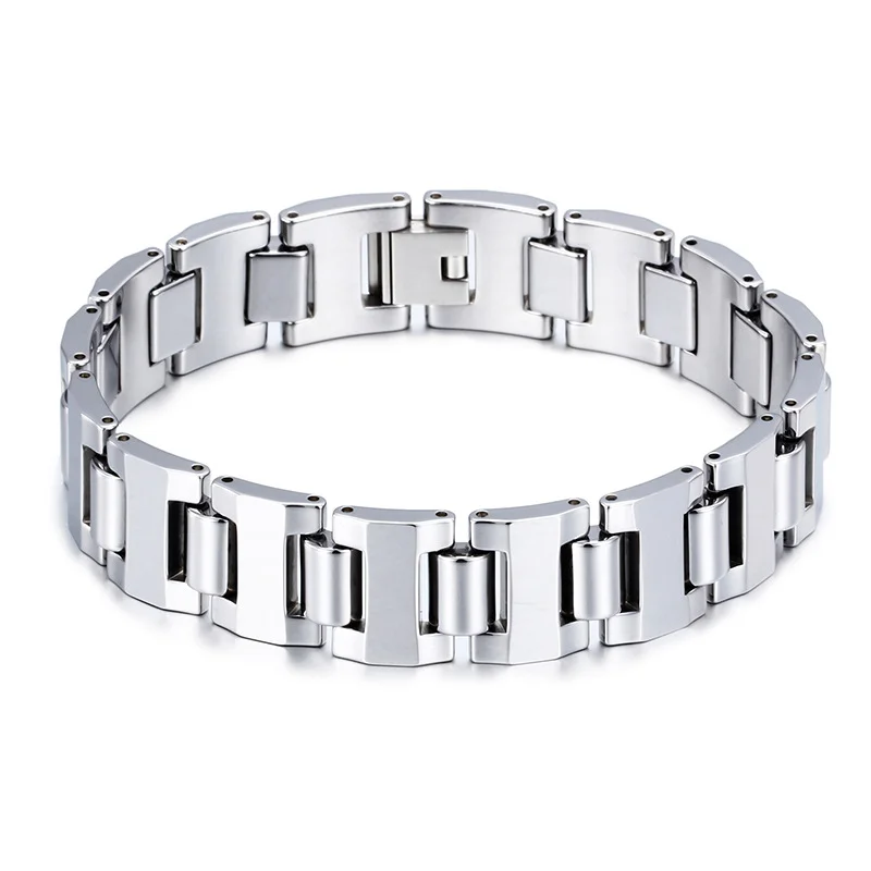 Silver Tungsten Carbide 215mm Long Hologram Energy Bracelet Fashion Link Chain Jewelry Gifts For Mens And Womens