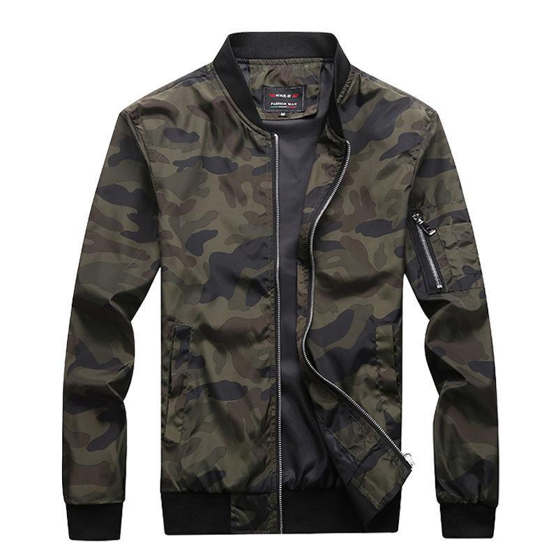 Men Camouflage Coats Camo Outwear Plus Size Bomber Jacket