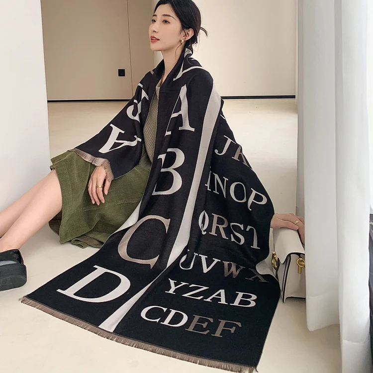 All-Match Long Thick Warm Scarf Letter Imitation Cashmere Shawl