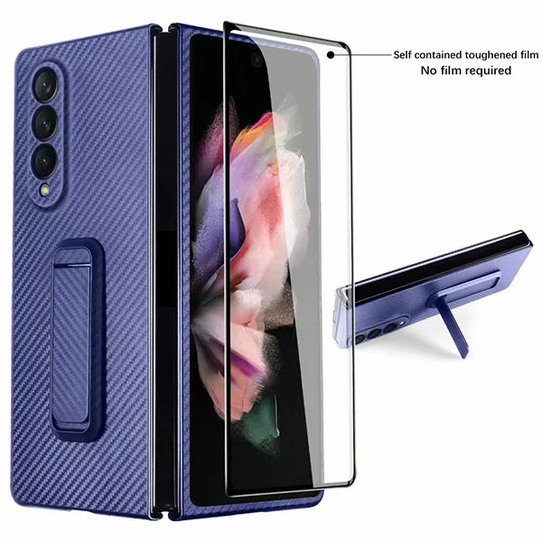 Fiber Case For Samsung Galaxy Z Fold 3\Fold 4, Slim Ultra Lightweight Scratch Resistant Durable Aramid Stand Case