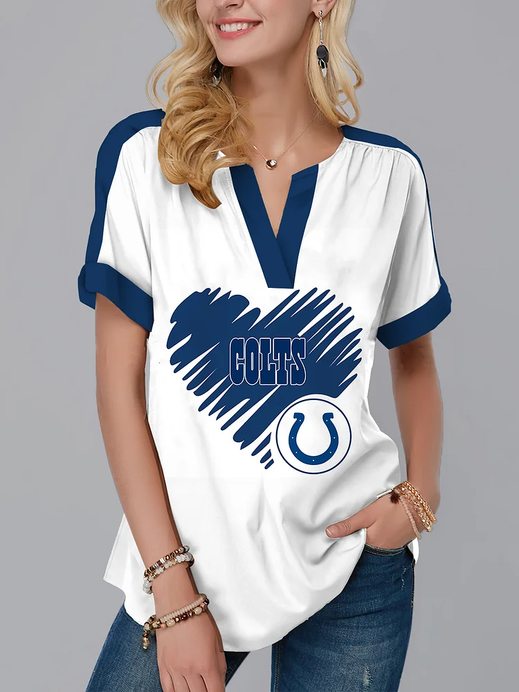 Indianapolis Colts  Fashion Short Sleeve V-Neck Shirt