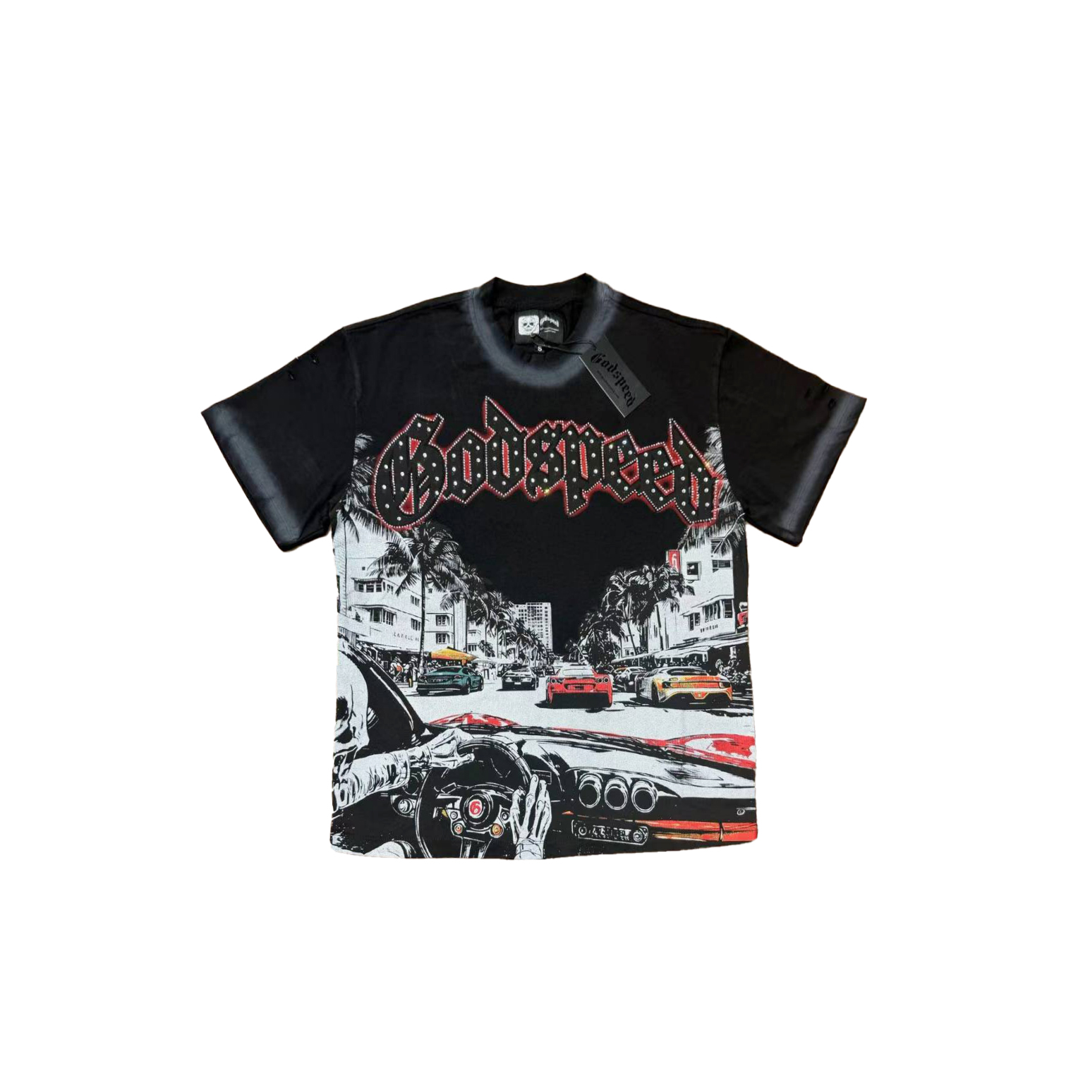 Godspeed Racing Vintage Cropped T Shirt Washed Black | Y2K Graphic 