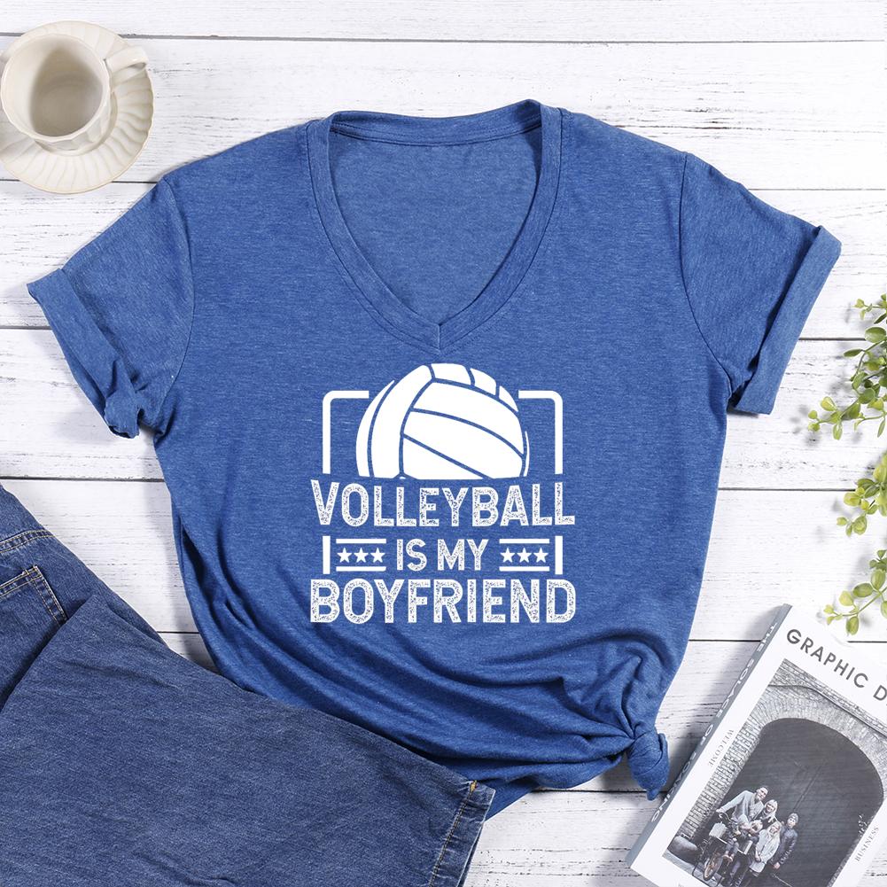 Volleyball Is My Boyfriend V-neck T Shirt-Guru-buzz