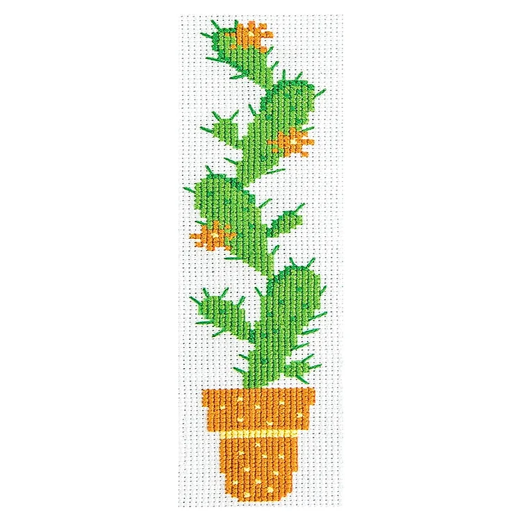 11CT Stamped Double-Sided Potted Cactus Embroidery Bookmarks 18x6cm for Beginner gbfke