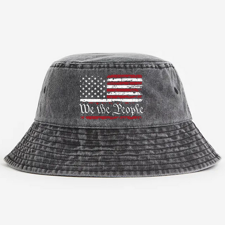 We The People With USA Flag Print Bucket Hat