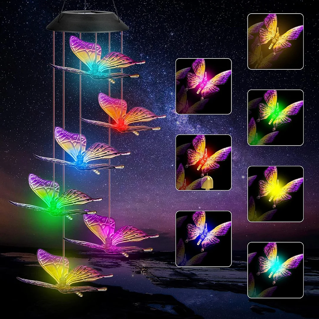 Solar Wind Chimes Butterfly Outdoor LED