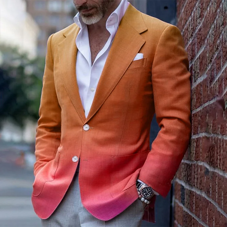 Men's Casual Gradient Color Long Sleeve Blazer