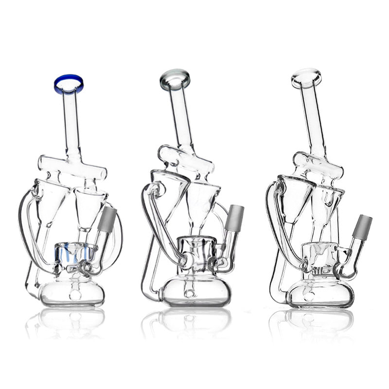 9" Bent Neck Double Chamber Recycler Bong