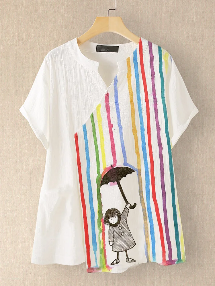 Bestdealfriday White Short Sleeve Cotton Blend Floral PrinT-Shirts Tops 9354790
