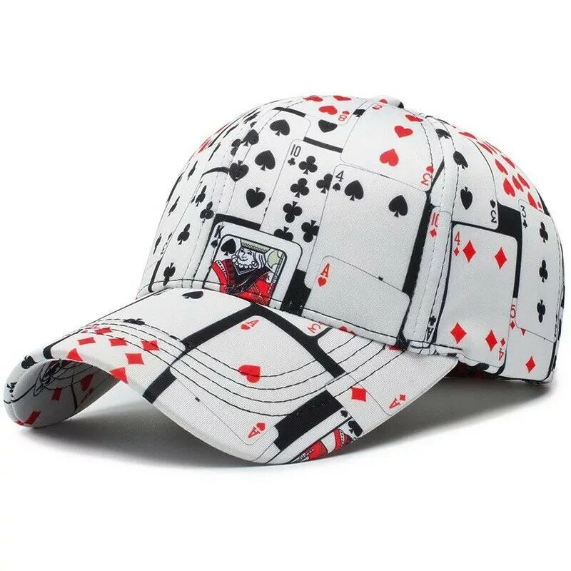 All-match poker print hip pop baseball hat
