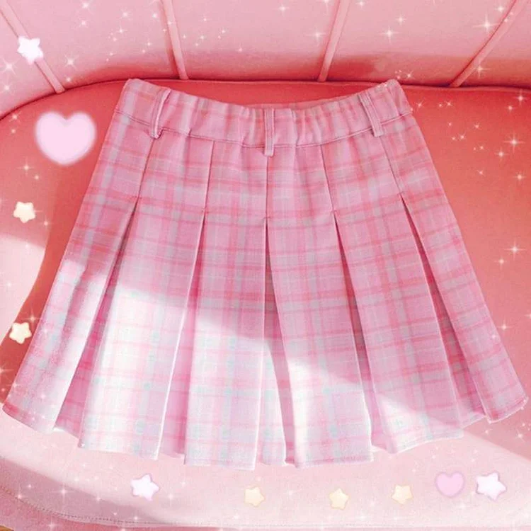 Sweet Love Cute Girl Pink Pleated Skirt SP15567