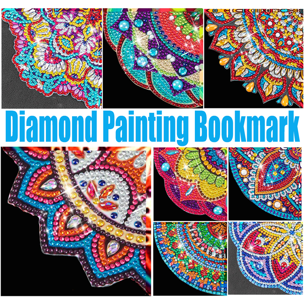 DIY Diamond Painting Bookmarks Handmade 5D Rhinestone Book Mark Triangle  Mandala Flower Art Craft for Beginner Adults Kids