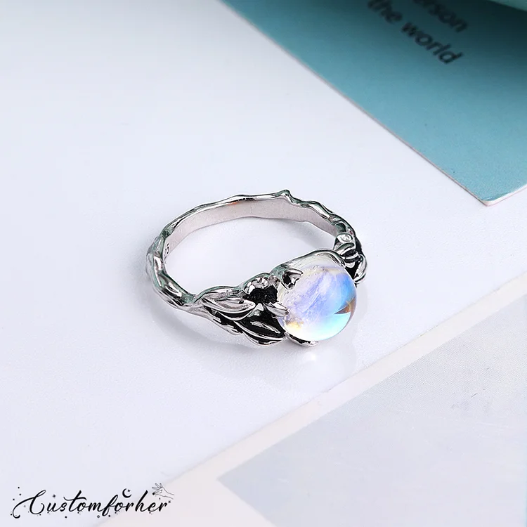 Moonstone Silver Engagement Ring