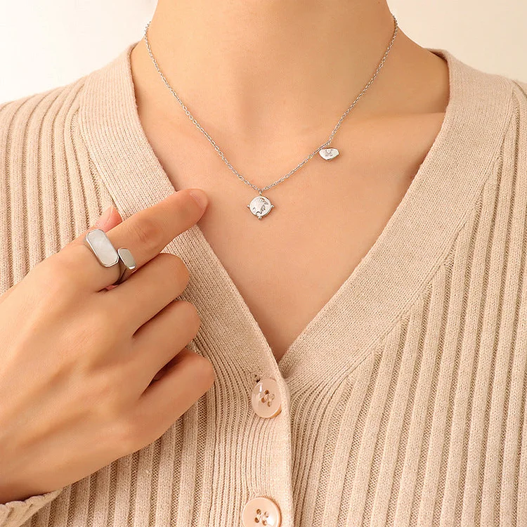 French Fashion Portrait Geometric Necklace socialshop