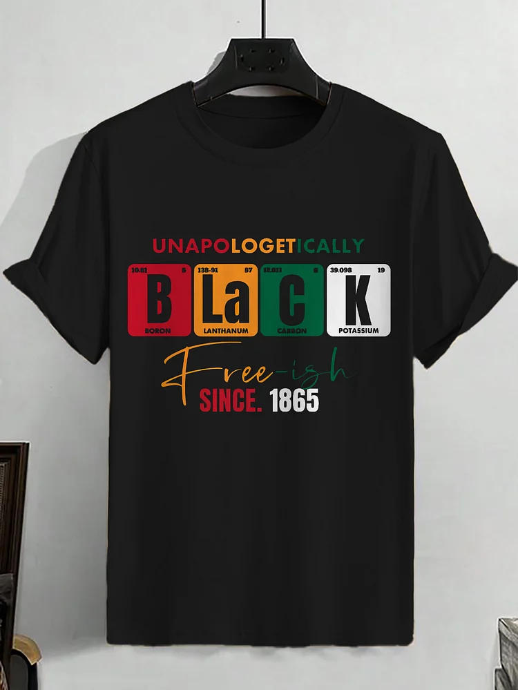 Men's Black History Month Freedom Graphic Print Cotton Casual T-Shirt