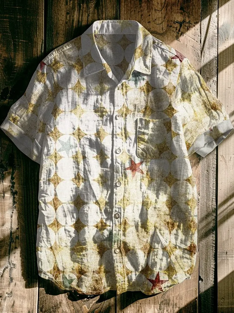 Geometry Minimalist Art Vintage Print Casual 100% Cotton Shirt