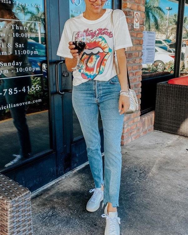 lip print white t shirt p216288