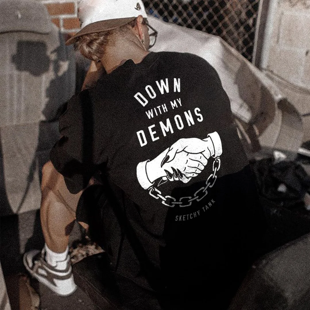 Down With My Demons Printed Men Designer T-Shirt -  