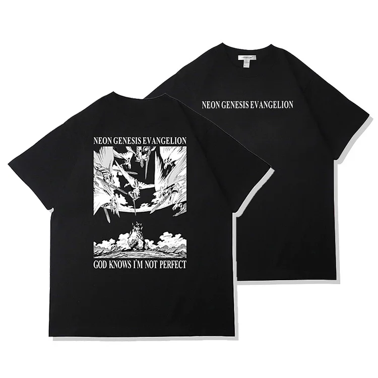 Pure Cotton Evangelion “God Knows I‘m Not Perfect ” Short Sleeve T-shirt weebmemes
