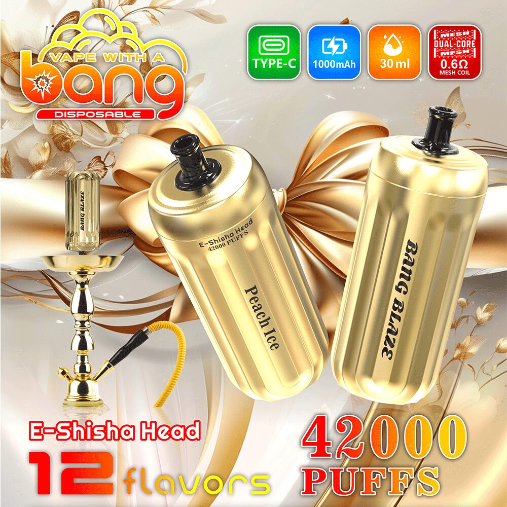 Bang E-Shisha Head 42000 42K Puffs Gold LED Display Disposable Vape(Box of 3) mysite fumotvapeshop