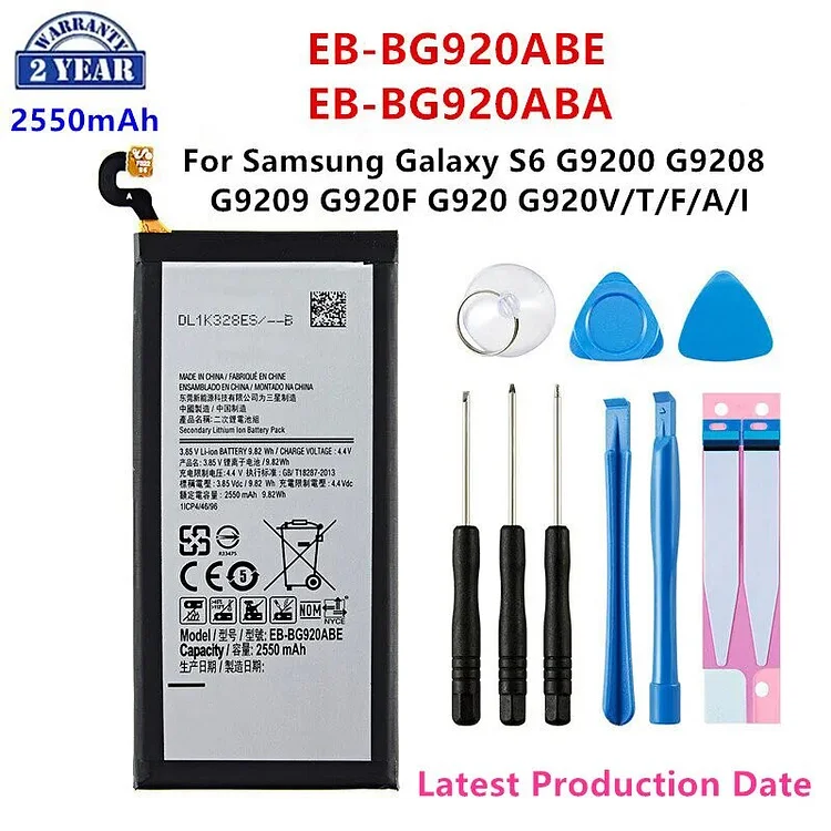 Brand New EB-BG920ABE EB-BG920ABA 2550mAh Battery For Samsung Galaxy S6 G9200 G9208 G9209 G920F G920 G920V/T/F/A/I +Tools