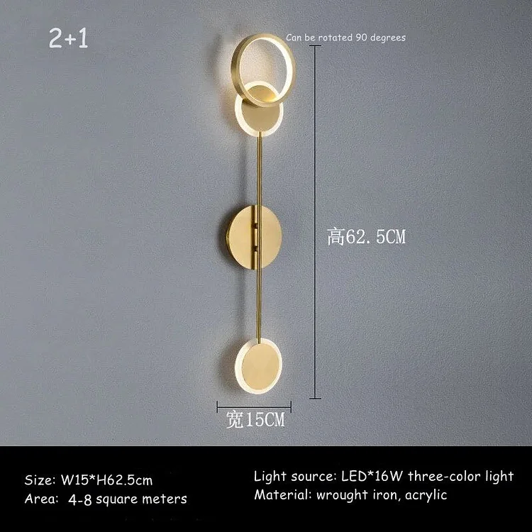 Led wall lamp rotatable bedroom bedside lamp Nordic living room background wall lamp light luxury aisle long wall lamp