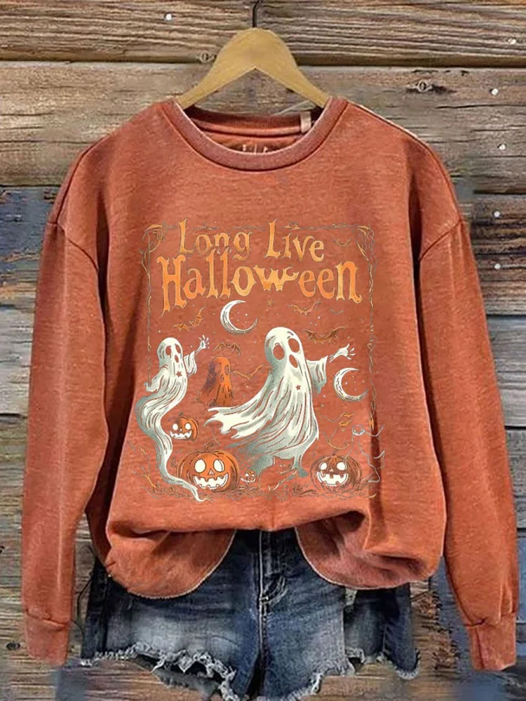 Women's Halloween Long Live Printed Sweatshirt socialshop