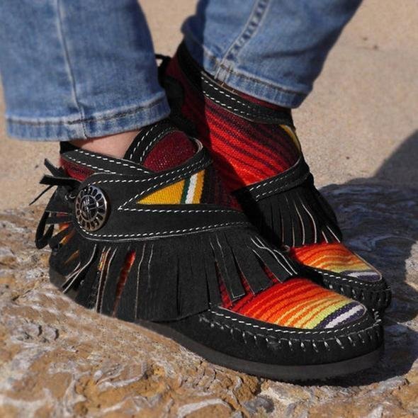Tassel Velcro Ankle Boots