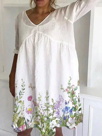 Long Sleeve Floral Print Casual Dress socialshop