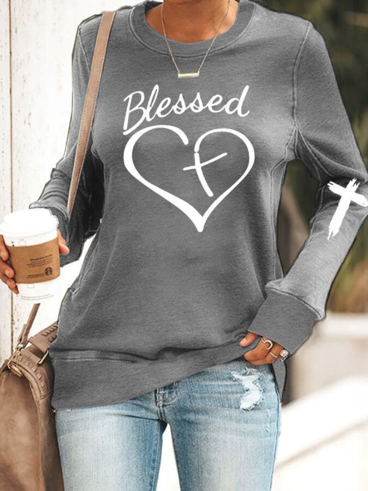 Blessed Heart Cross Graphic Sweatshirt
