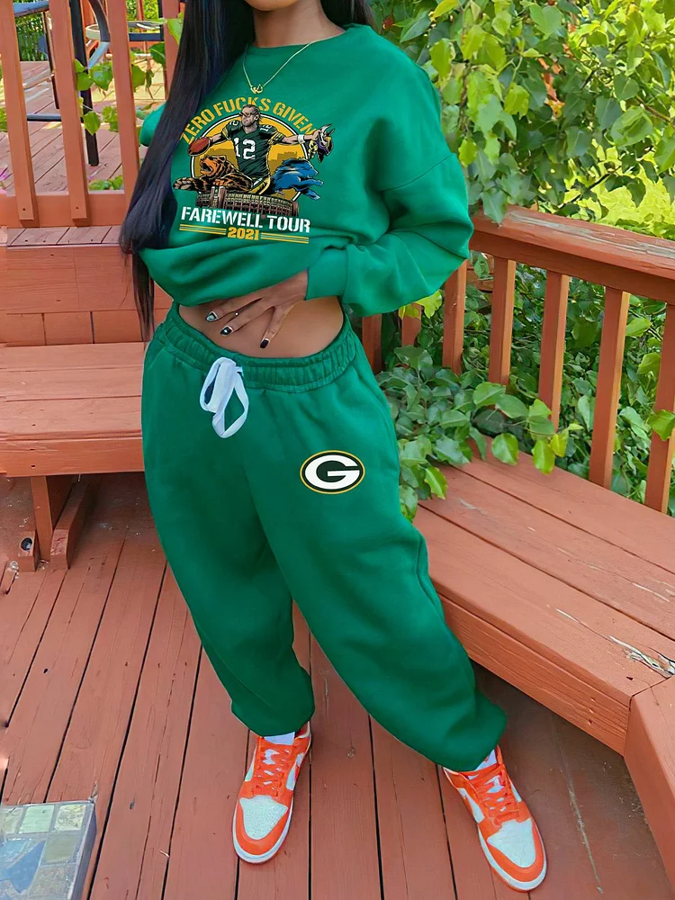 Green Bay Packers Sports Sweatshirt Two-Piece Suit