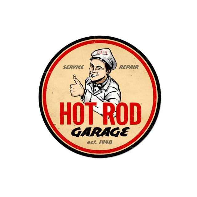 Hot Rod Car Garage - Round Shape Tin Signs/Wooden Signs - 30*30CM