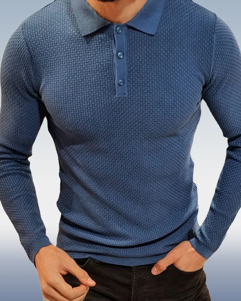 Men's Solid Color Knit Polo Shirt