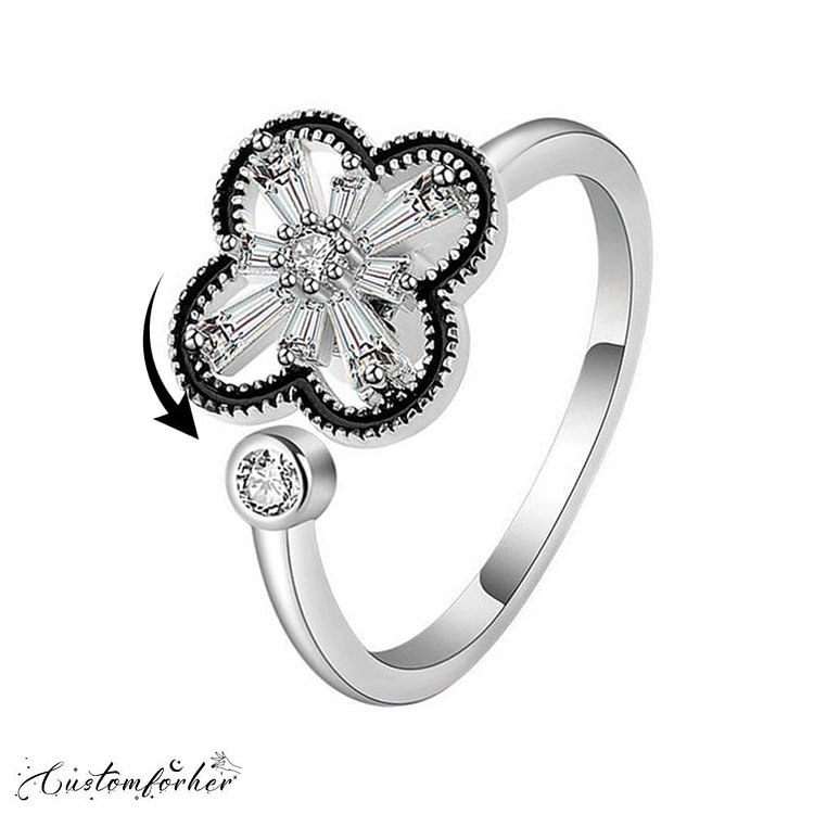 Micro Set Zircon Spinning Clover Ring