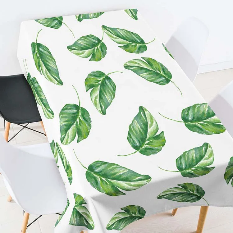 Green Plants Leaves Casual Printed Tablecloth