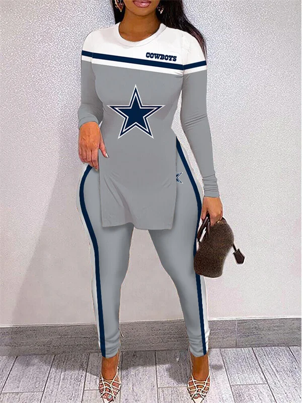 Dallas CowboysLimited Edition High Slit Shirts And Leggings Two-Piece Suits