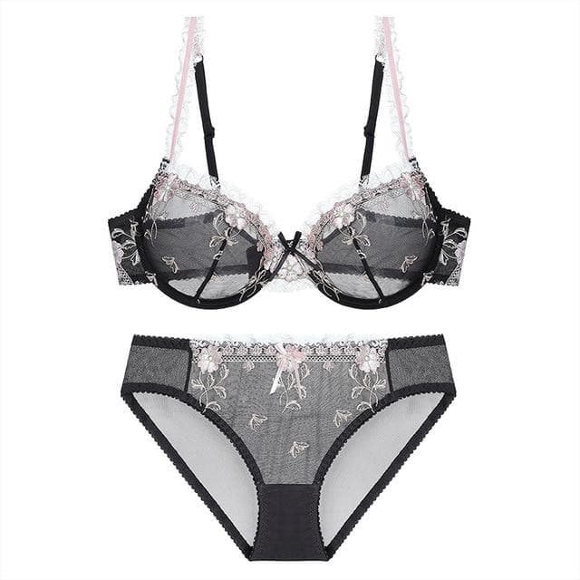 Transparent Floral Lace Bras And Panties Set SP15662