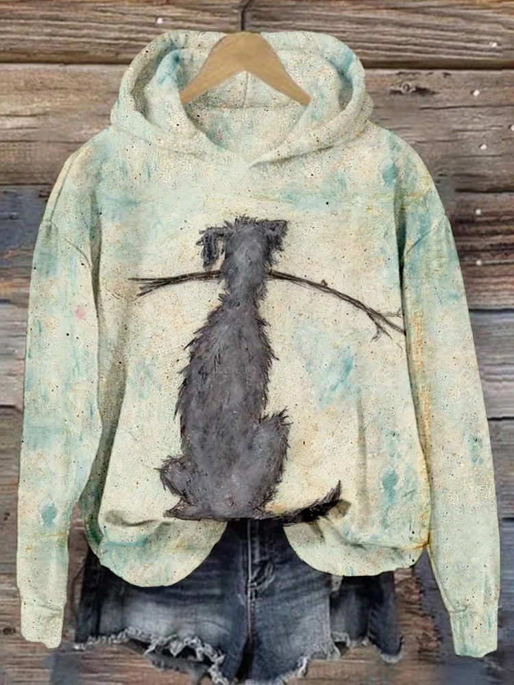 Happy Puppy Art Pattern Print Cozy Hoodie