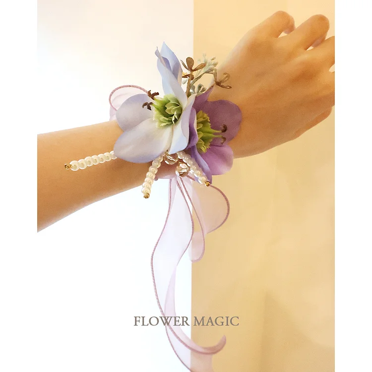 Simple and elegant purple fairy and beautiful sunflower artificial flower wedding tie activity bride and bridesmaid group Sisters group wrist flower 花之魔法 ldooo