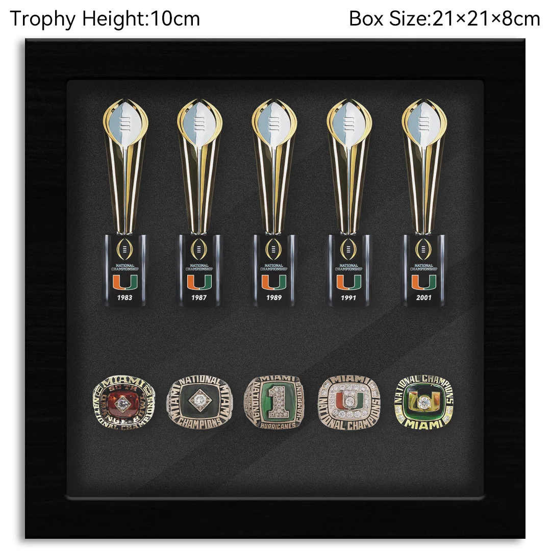 Miami (Fla.) Hurricanes College CFP National Championship NCAA Trophy&Ring Box 5+5